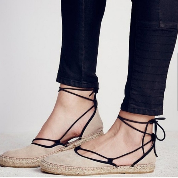 Free People Marina Tie Espadrille Size 8 Beige - Picture 2 of 8